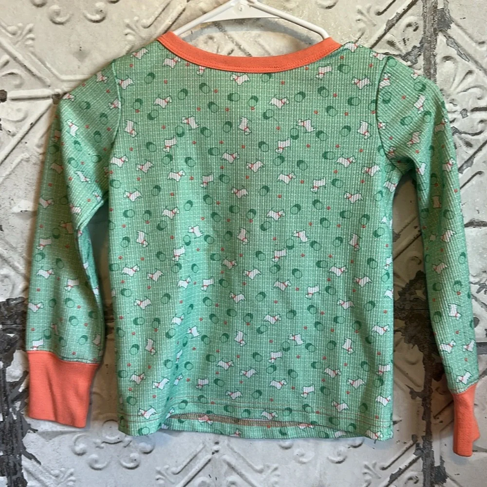 Girls’ American girl Green and Orange dog print Long pj Sleeve Shirt